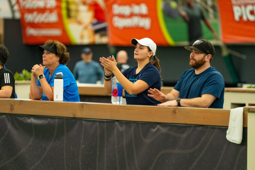 Pickleball players cheering